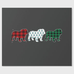 Funny English Bulldog Red Plaid Christmas Dog Love Wrapping Paper