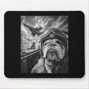 Funny English Bulldog Selfie Fighter Jet Lot Aviat Mouse Pad