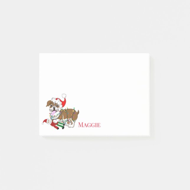 Funny English Bulldog Xmas Lights Post-it Notes (Front)