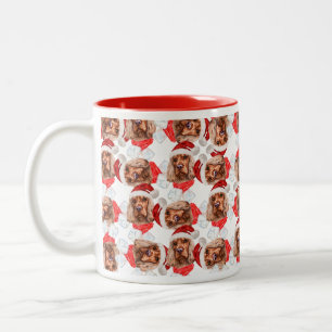 Funny English Cocker Christmas Pattern Two-Tone Coffee Mug