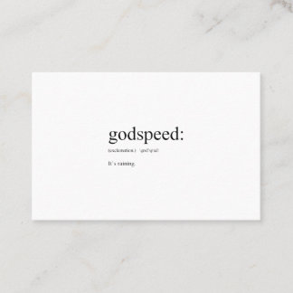 Funny English definitions: Godspeed Business Card