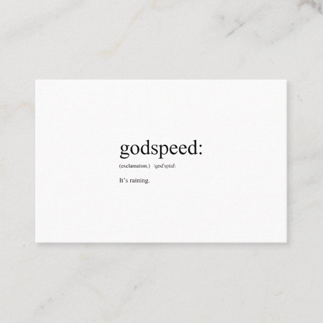 Funny English definitions: Godspeed Business Card (Front)