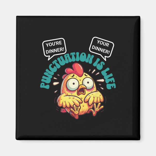 Funny English Grammar Problems Chicken Punctuation Magnet (Front)