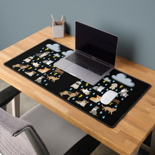 Funny English Idiom Raining Cats and Dogs Puppies Desk Mat