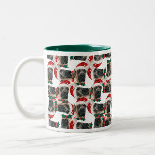 Funny English Mastiff Christmas Pattern Two-Tone Coffee Mug