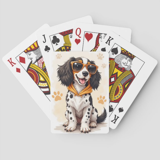 Funny English Setter Kawaii Dog Playing Cards (Back)