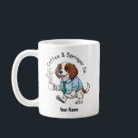 Funny English Springer DOG Business Suit Coffee  Mug<br><div class="desc">Celebrate your love of dogs and your sense of humor with this unique cartoon-style mug featuring your favorite canine companion. This design tells the story of a "working dog" in a distinctive way, showcasing a stylish puppy ready to start his day with a bow tie and a hot cup of...</div>