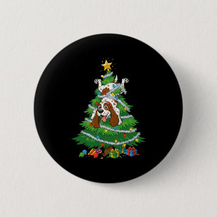 Funny English Springer Spaniel Dog Christmas Tree 2 Inch Round Button