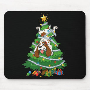 Funny English Springer Spaniel Dog Christmas Tree  Mouse Pad