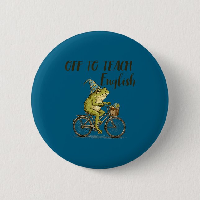 Funny English Teacher Funny Frog Teaching 2 Inch Round Button (Front)