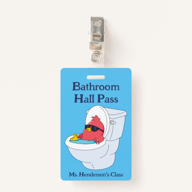 Funny Enseignants École Salle de bain Pass Badge (Devant avec clip)