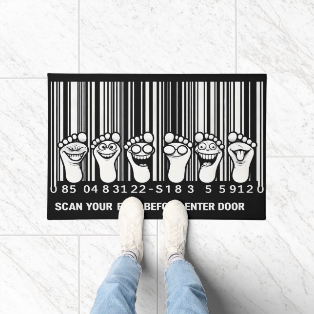 Funny Entertaining Footprint Barcode Doormat (Indoor)