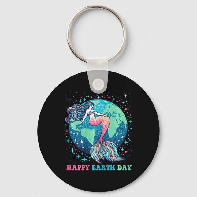 Funny Environment Cute Tail Mermaid Colourful Happ Keychain (Front)