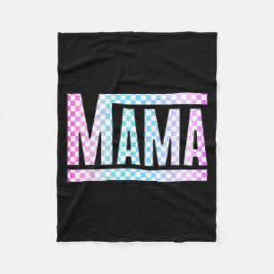 Funny epic mama chequered colourful glow mom fleece blanket