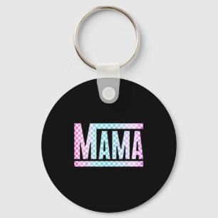 Funny epic mama chequered colourful glow mom  keychain