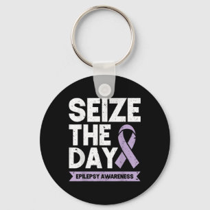 Funny Epilepsy Awareness Seize The Day Ribbon  Keychain