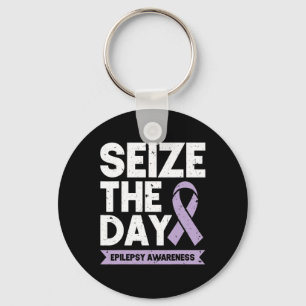 Funny Epilepsy Awareness Seize The Day Ribbon Keychain
