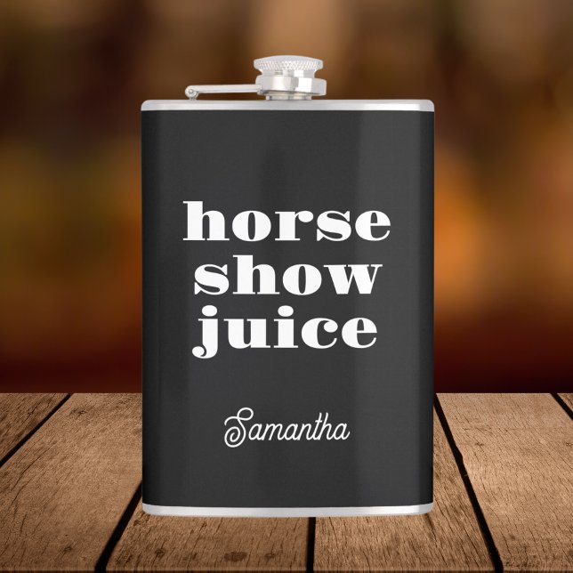 Funny Equestrian Black Horse Show Juice Hip Flask (Creator Uploaded)