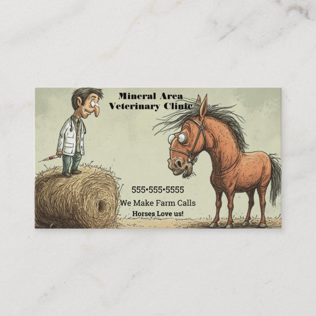 Funny Equine Veterinary Business Card (Front)