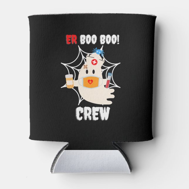 Funny  ER Boo Boo Crew Nurse Halloween Cute Ghost Can Cooler (Front)