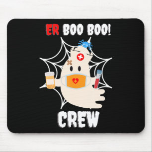 Funny ER Boo Boo Crew Nurse Halloween Cute Ghost Mouse Pad