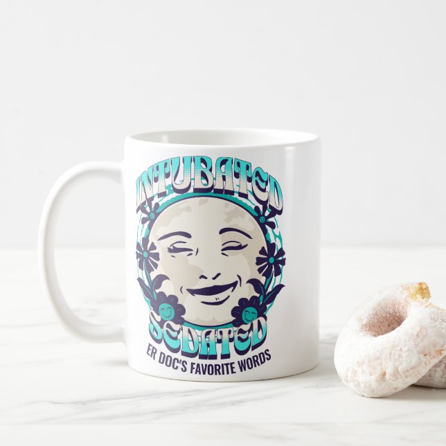 Funny ER Doctor Intubated Customize (Medical Job) Coffee Mug (With Donut)