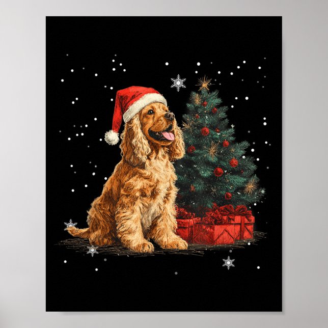 Funny Er Spaniel Dog Christmas Tree Women Men Kids Poster (Front)