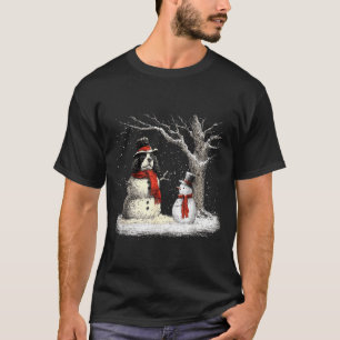 Funny Er Spaniel Dog In The Snow Tree Christmas Wi T-Shirt