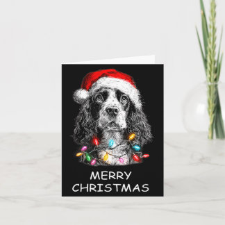 Funny Er Spaniel Dog Santa Hat Xmas Lights Card