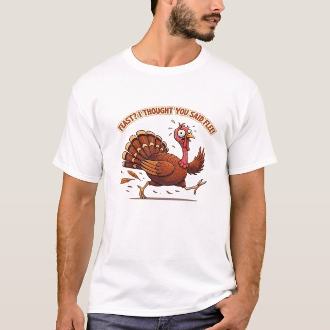 Funny Escaping Turkey Thanksgiving Classic T-Shirt (Front)
