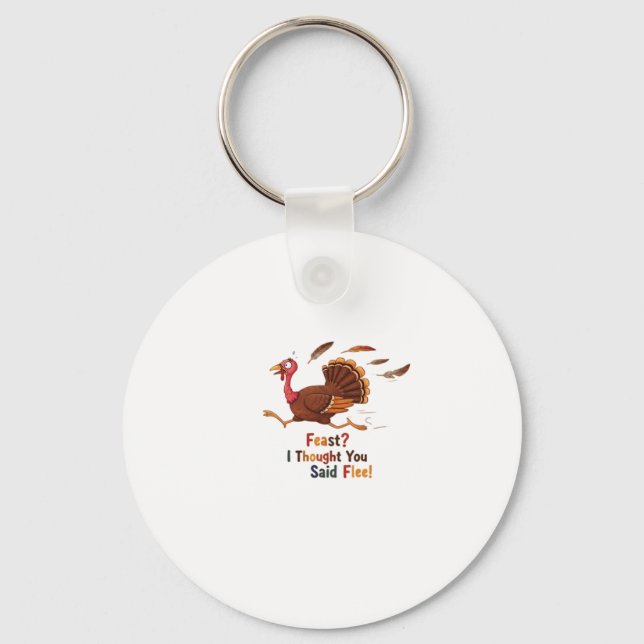 Funny Escaping Turkey Thanksgiving Classic T-Shirt Keychain (Front)