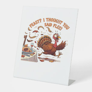 Funny Escaping Turkey Thanksgiving Classic T-Shirt Pedestal Sign