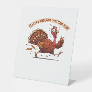 Funny Escaping Turkey Thanksgiving Classic T-Shirt Pedestal Sign