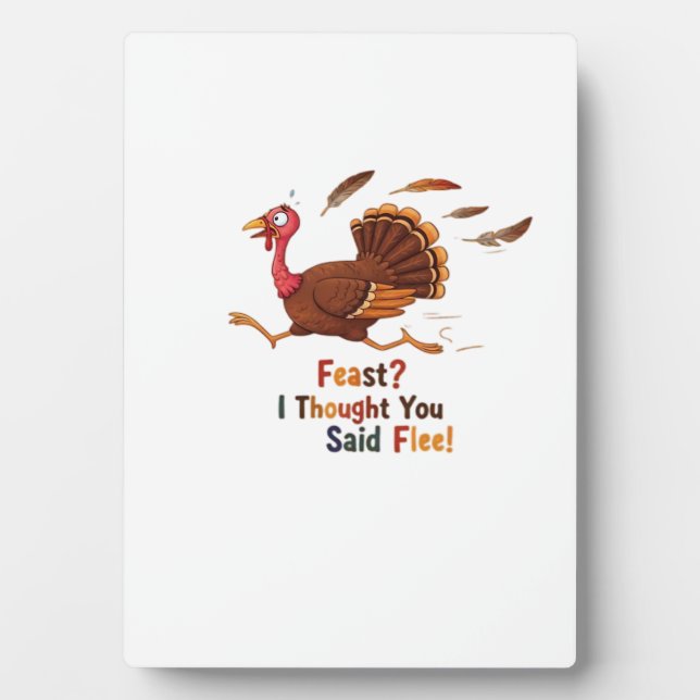Funny Escaping Turkey Thanksgiving Classic T-Shirt Plaque (Front)