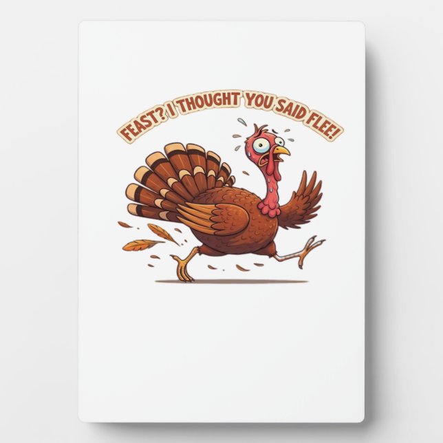 Funny Escaping Turkey Thanksgiving Classic T-Shirt Plaque (Front)