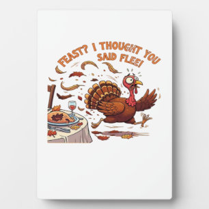Funny Escaping Turkey Thanksgiving Classic T-Shirt Plaque
