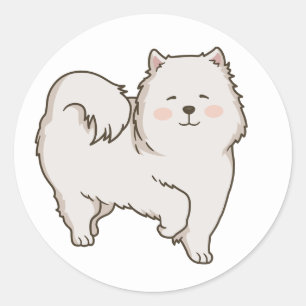 Funny Eskie Puppy Cartoon Dog Mom American Eskimo Classic Round Sticker