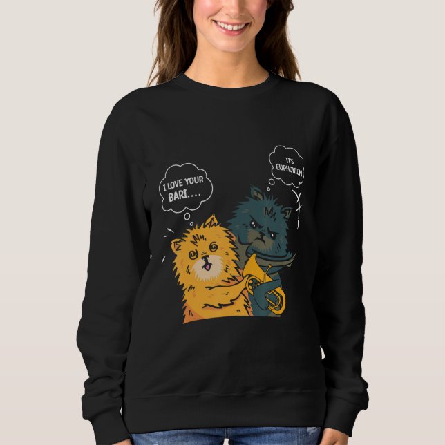 Funny Euphonium Cat Slapping Euphoniumist Sweatshirt (Front)