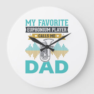 Funny Euphonium Dad Vintage Music Design_1 Large Clock