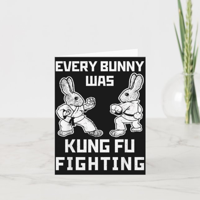 Funny Every Bunny Was Kung Fu Fighting Easter Card (Front)