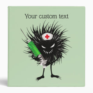 Funny Evil Bug Nurse With Syringe Custom Text Binder