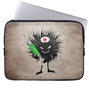 Funny Evil Bug Nurse With Syringe Gothic Laptop Sleeve