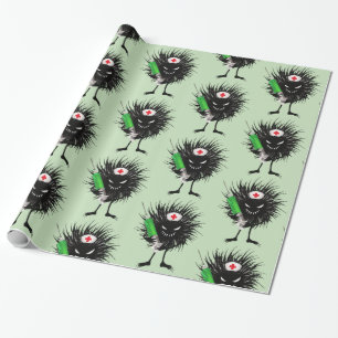 Funny Evil Bug Nurse With Syringe Wrapping Paper