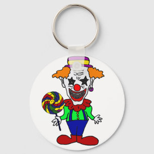 Funny Evil Clown eating Lollipop Candy Cartoon Keychain