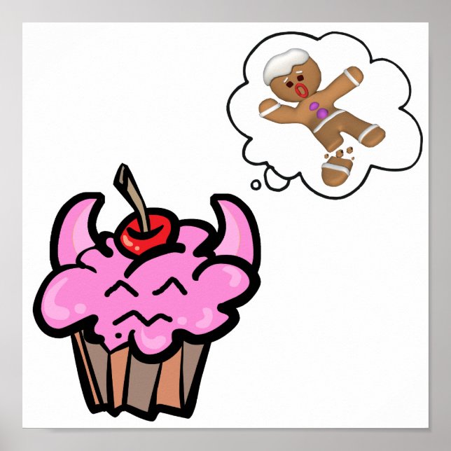 Funny Evil Cookie Killer Cupcake Poster (Front)