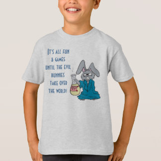funny evil mad scientist bunny take over world T-Shirt