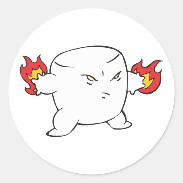 funny evil roasted marshmallow classic round sticker (Front)