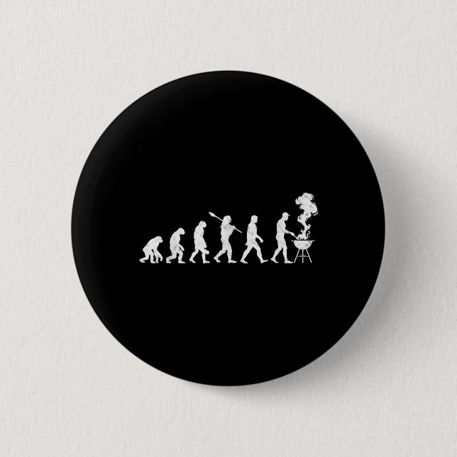 Funny Evolution Barbecue Chef Grilling Joke Tee 2 Inch Round Button (Front)