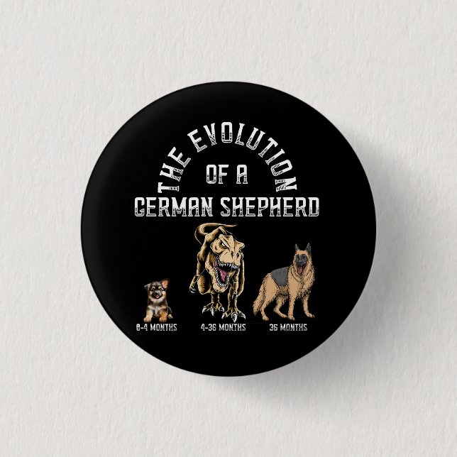 Funny Evolution German Shepherd Dinosaurus Pet Dog 1 Inch Round Button (Front)