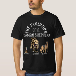 Funny Evolution German Shepherd Dinosaurus Pet Dog T-Shirt